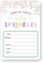 Load image into Gallery viewer, Baby Sprinkle Baby Shower Invitations w/ White Envelopes (25 Count)
