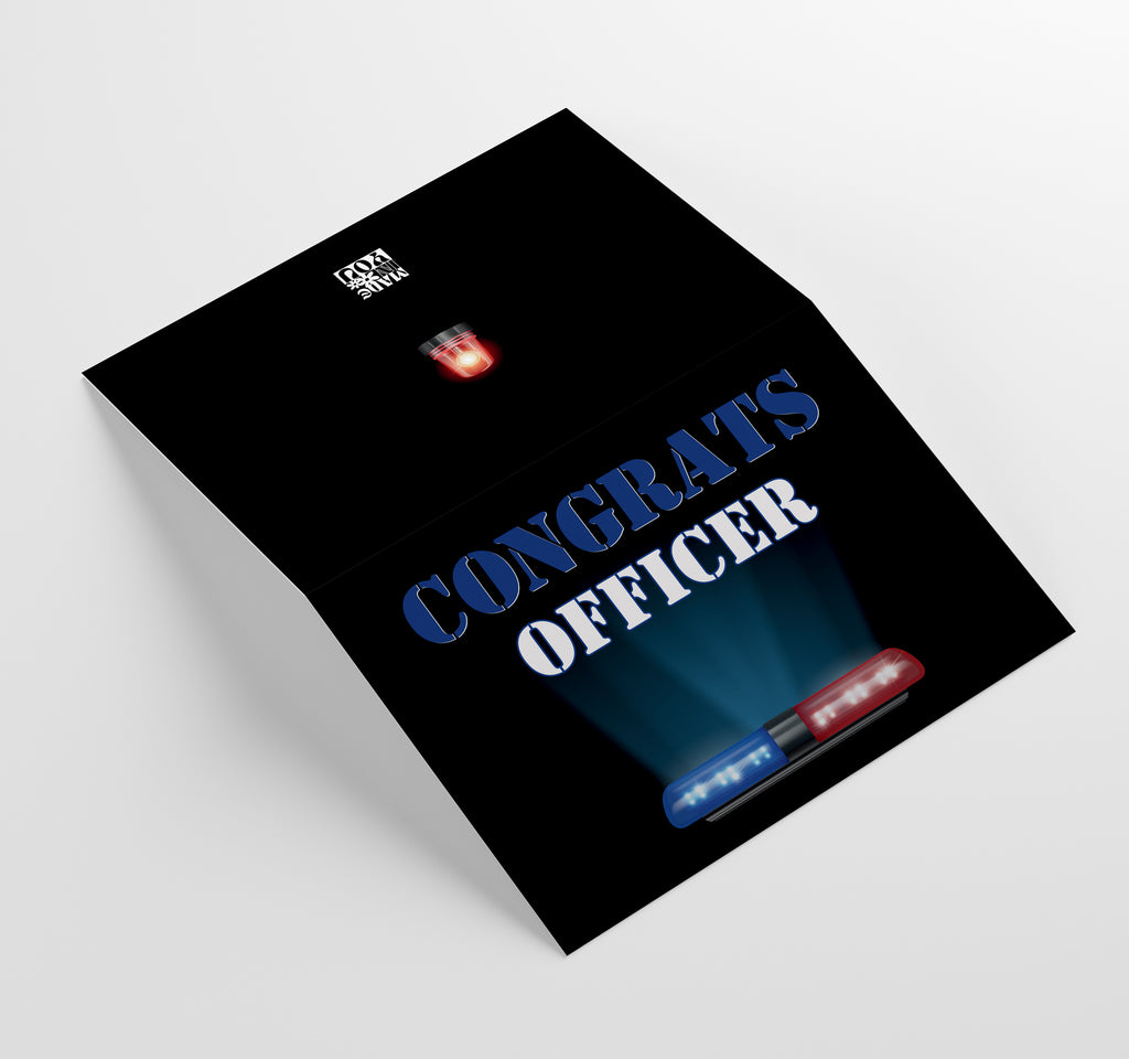 Police Academy Graduation Cards w/Premium 32lb White Envelope, Peel and Seal Envelope, Made in the USA by Small Business