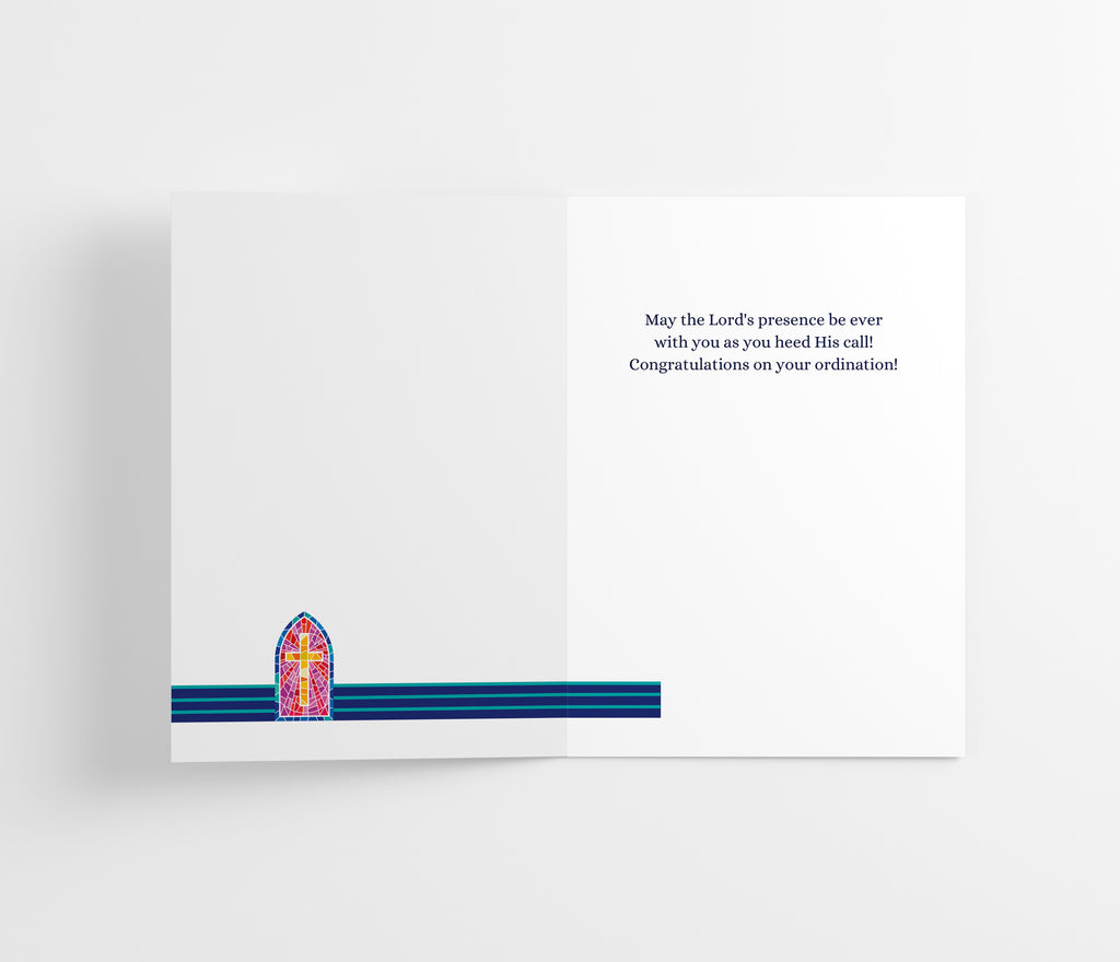 Stained Glass Priest Ordination Card, 5x7, Single Card w/ Premium Envelope