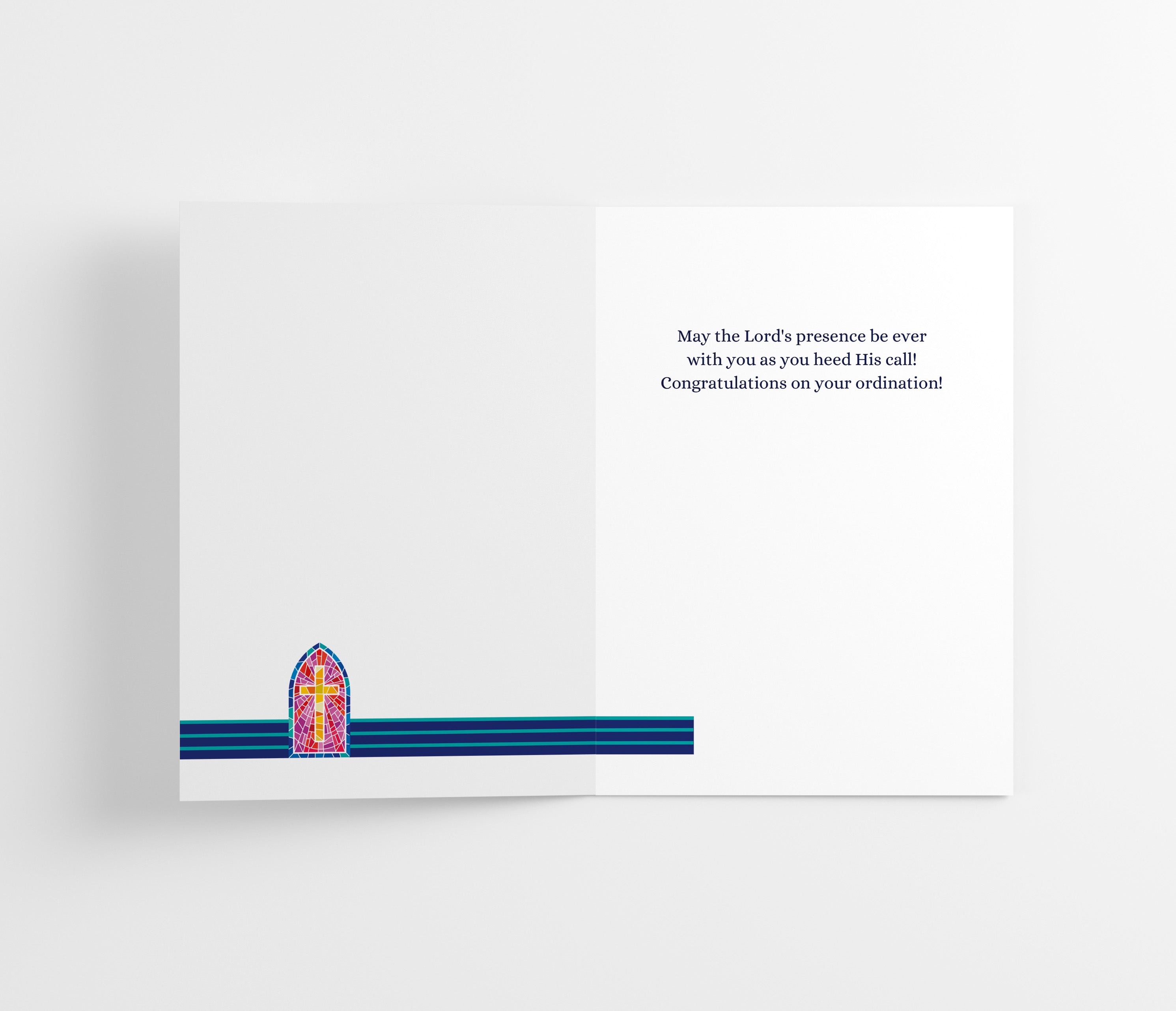 Stained Glass Priest Ordination Card, 5x7, Single Card w/ Premium Envelope