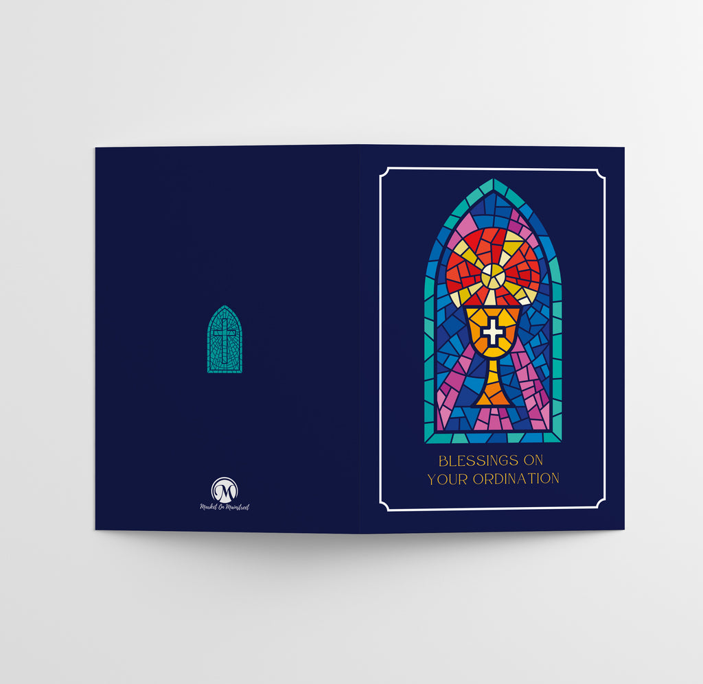 Stained Glass Priest Ordination Card, 5x7, Single Card w/ Premium Envelope