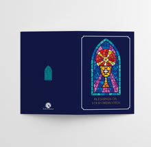 Load image into Gallery viewer, Stained Glass Priest Ordination Card, 5x7, Single Card w/ Premium Envelope
