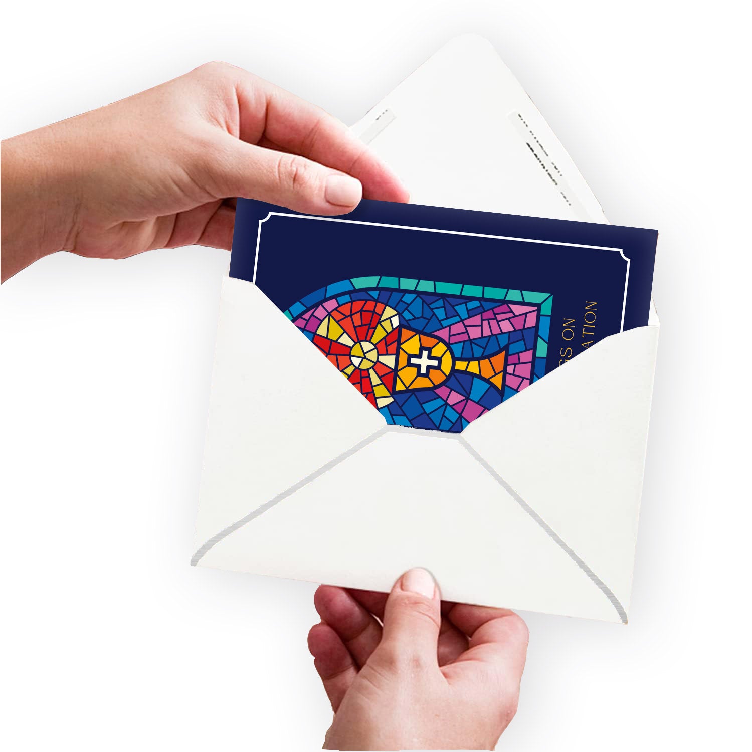 Stained Glass Priest Ordination Card, 5x7, Single Card w/ Premium Envelope