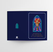 Load image into Gallery viewer, Stained Glass Priest Ordination Anniversary Card, 5x7, Single Card w/ Premium Envelope
