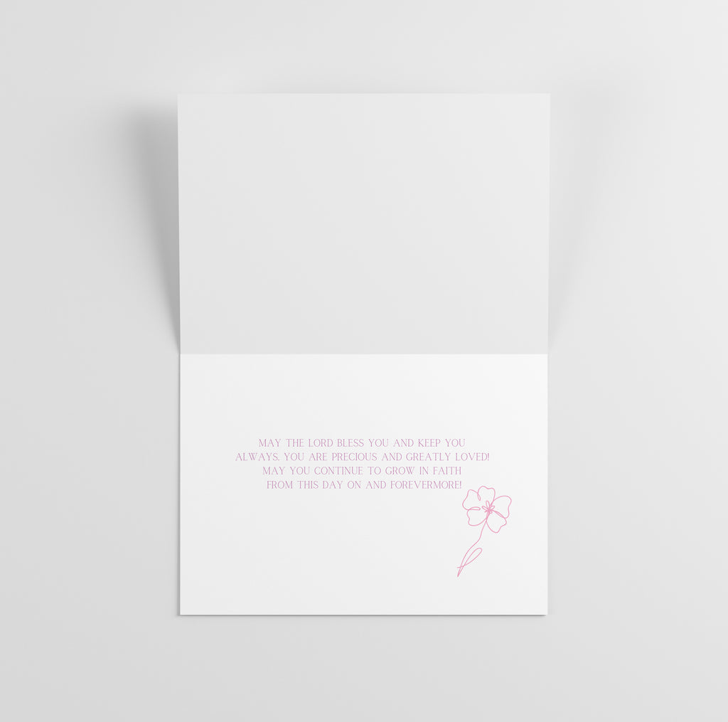 Sweet Pink Goddaughter Christian Baptism Greeting Card, 5"x7" Greeting Card w/Envelope, Made in the USA