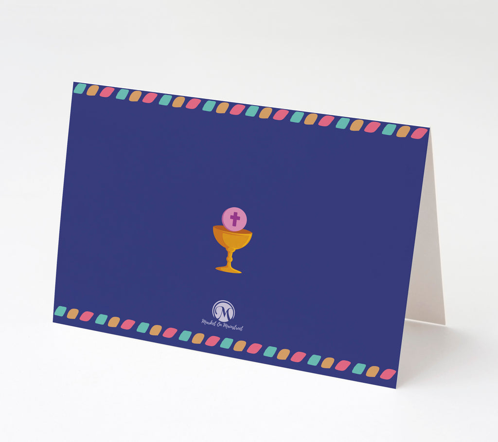 Stained Glass Granddaughter First Communion Christian Greeting Card, 5"x7" Greeting Card w/Envelope, Made in the USA