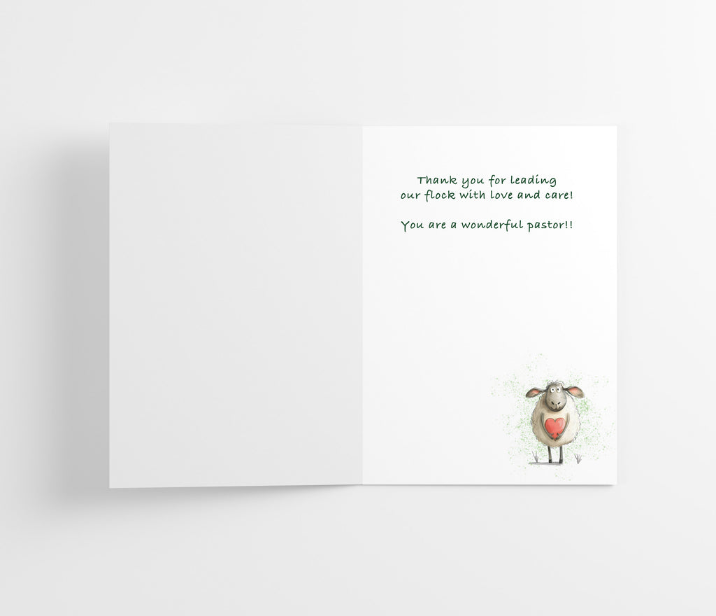 Pastor Appreciation Card - Silly Sheep - Single 5x7 Card with Envelope