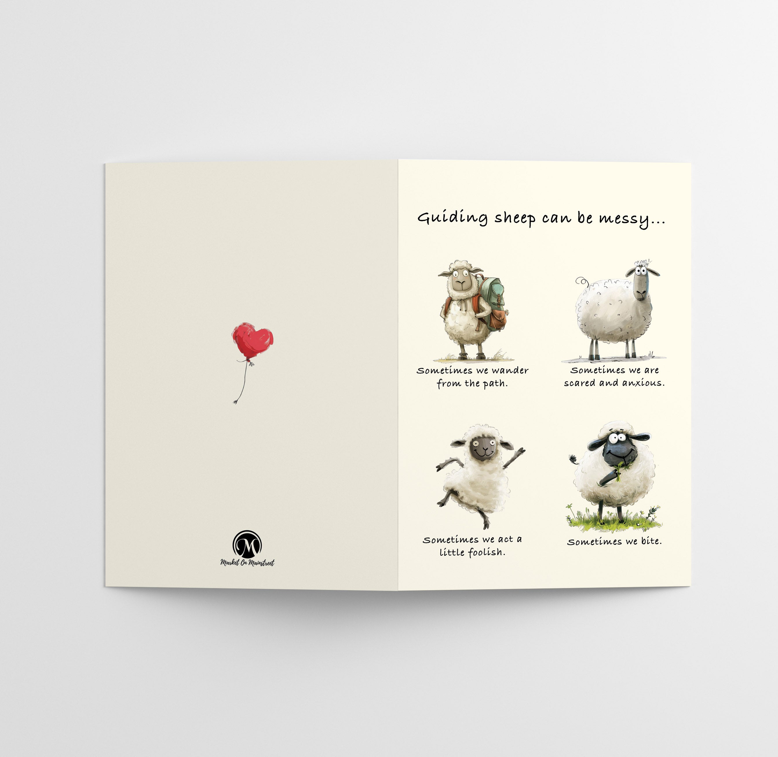 Pastor Appreciation Card - Silly Sheep - Single 5x7 Card with Envelope