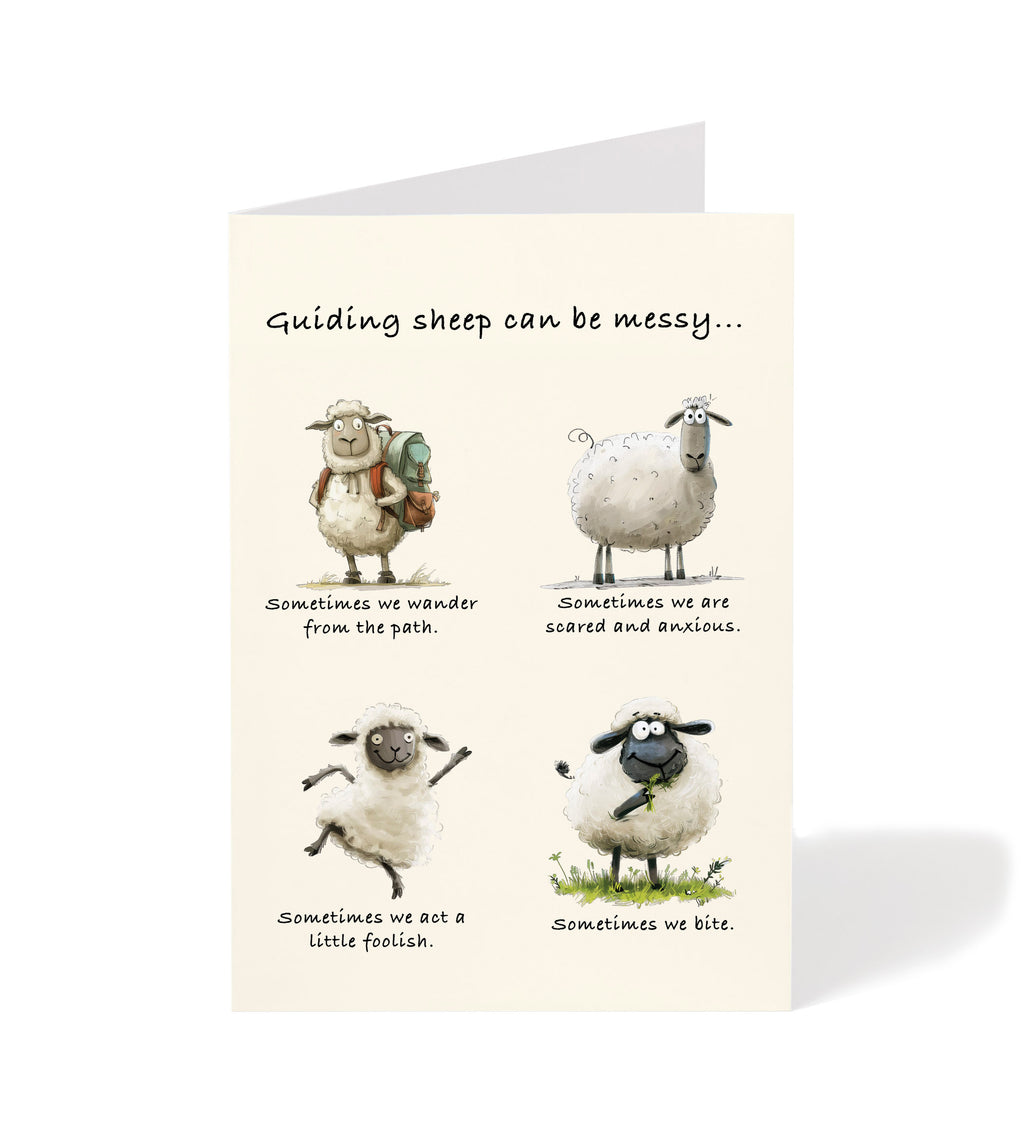 Pastor Appreciation Card - Silly Sheep - Single 5x7 Card with Envelope
