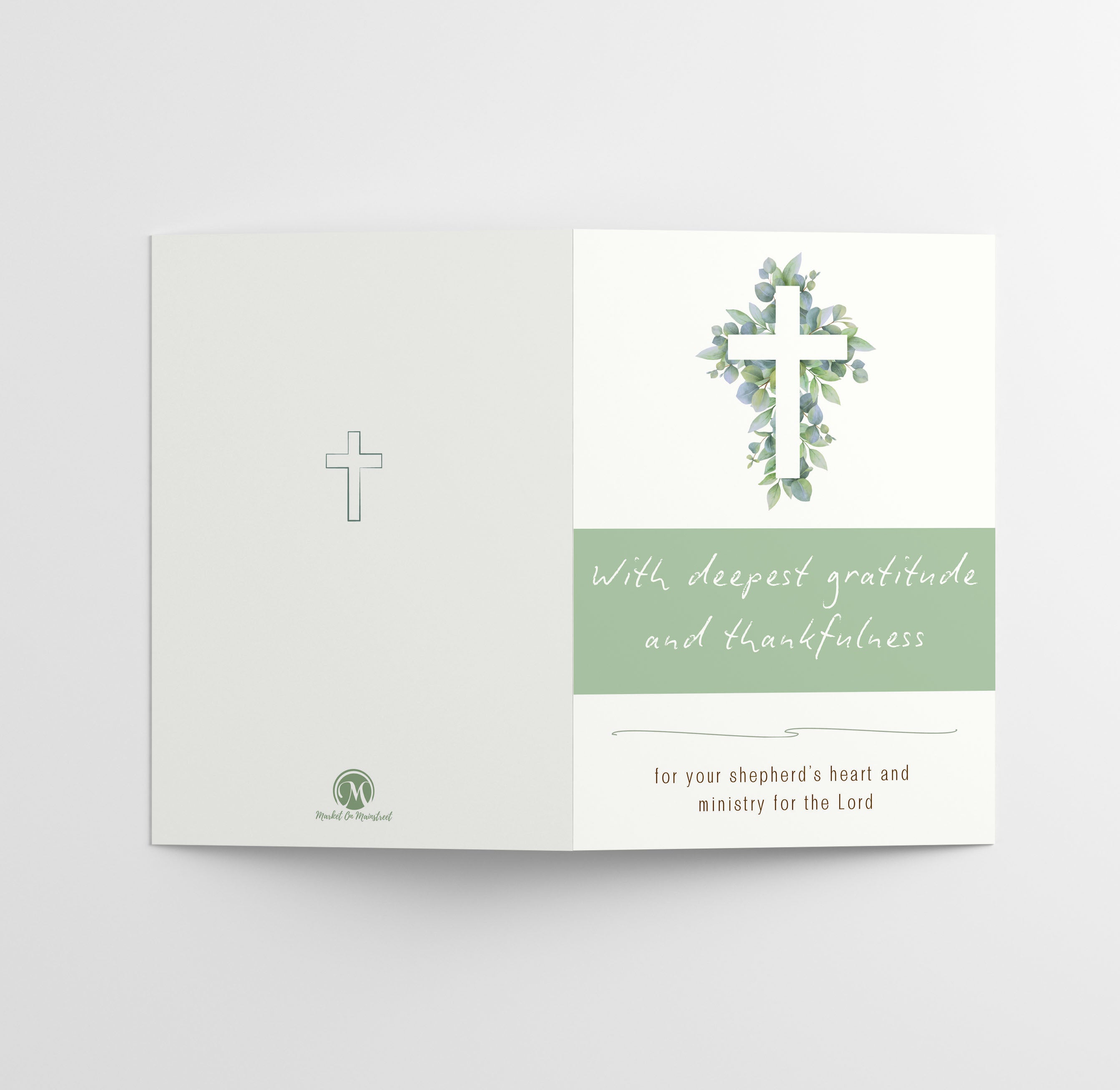 Pastor Appreciation Card - Floral Cross - Single 5x7 Card with Envelope