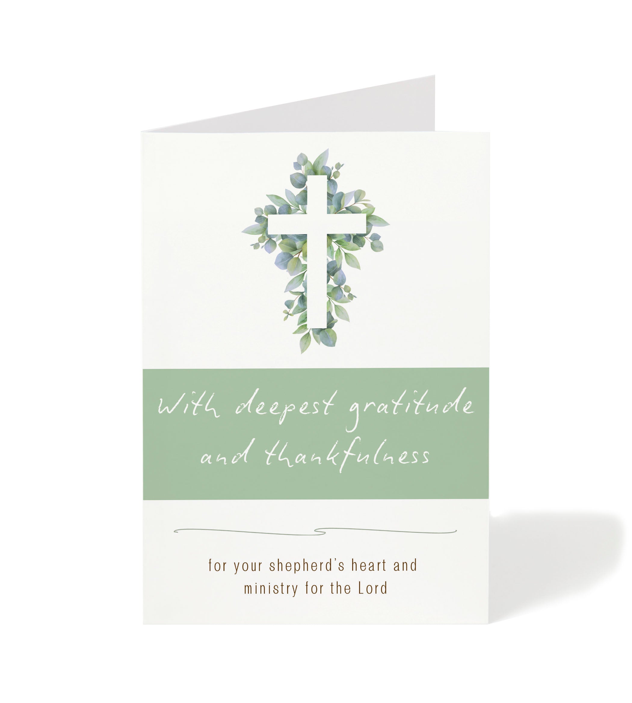 Pastor Appreciation Card - Floral Cross - Single 5x7 Card with Envelope