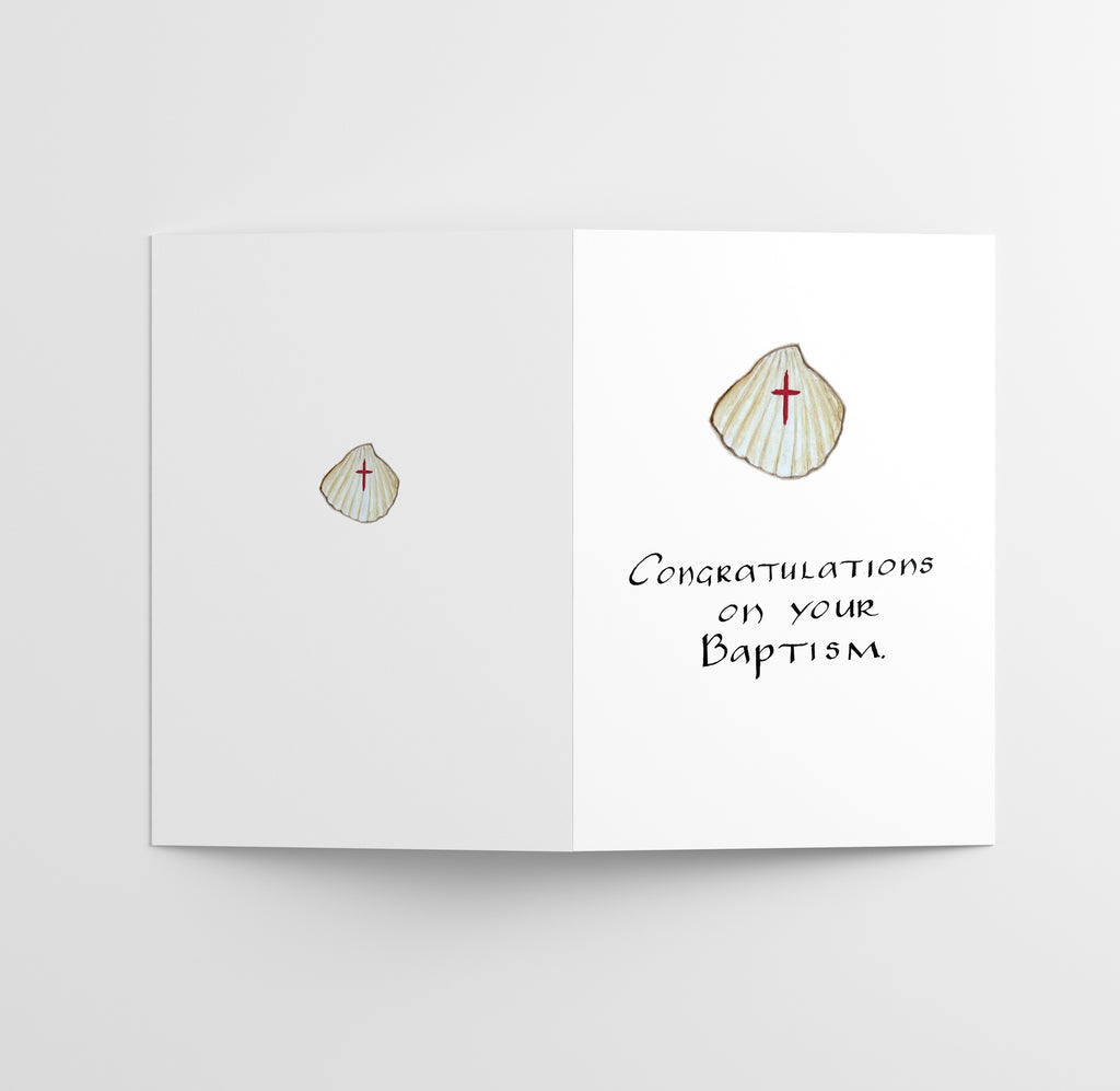 Shell Baptism Christian Faith Milestone Greeting Card, 5"x7" Folded Card w/Envelope, Made in the USA