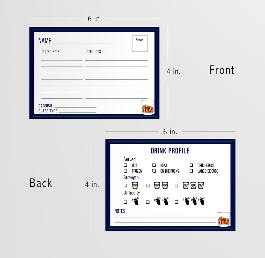 Cocktail Recipe Cards (50 Count)