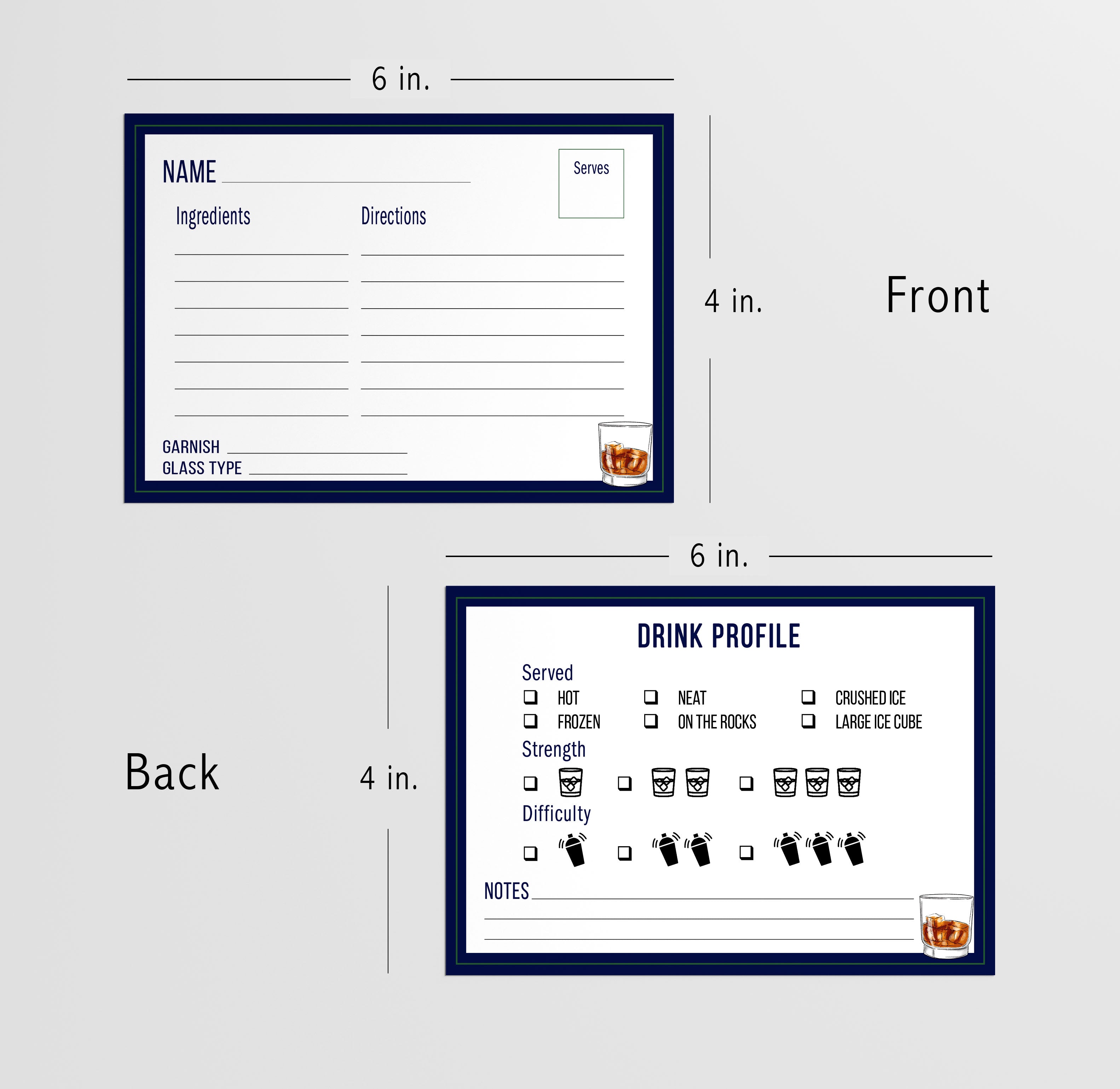 Cocktail Recipe Cards (50 Count)