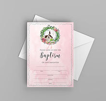 Load image into Gallery viewer, Girls Watercolor Baptism Invitations &amp; Thank You Cards w/ Envelopes, 25 Cards and 25 Envelopes in Each Pack
