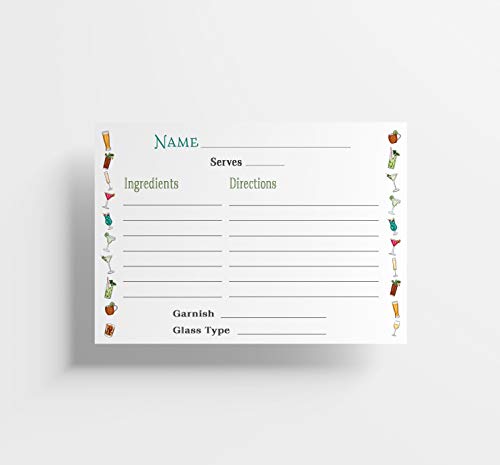 Cocktail Recipe Cards (50 Count)
