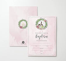 Load image into Gallery viewer, Girls Watercolor Baptism Invitations &amp; Thank You Cards w/ Envelopes, 25 Cards and 25 Envelopes in Each Pack
