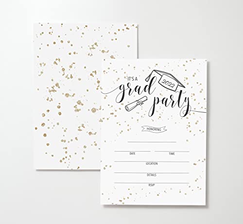 Graduation Party Invitations w/ White Envelopes, 25 Count, Made In The USA