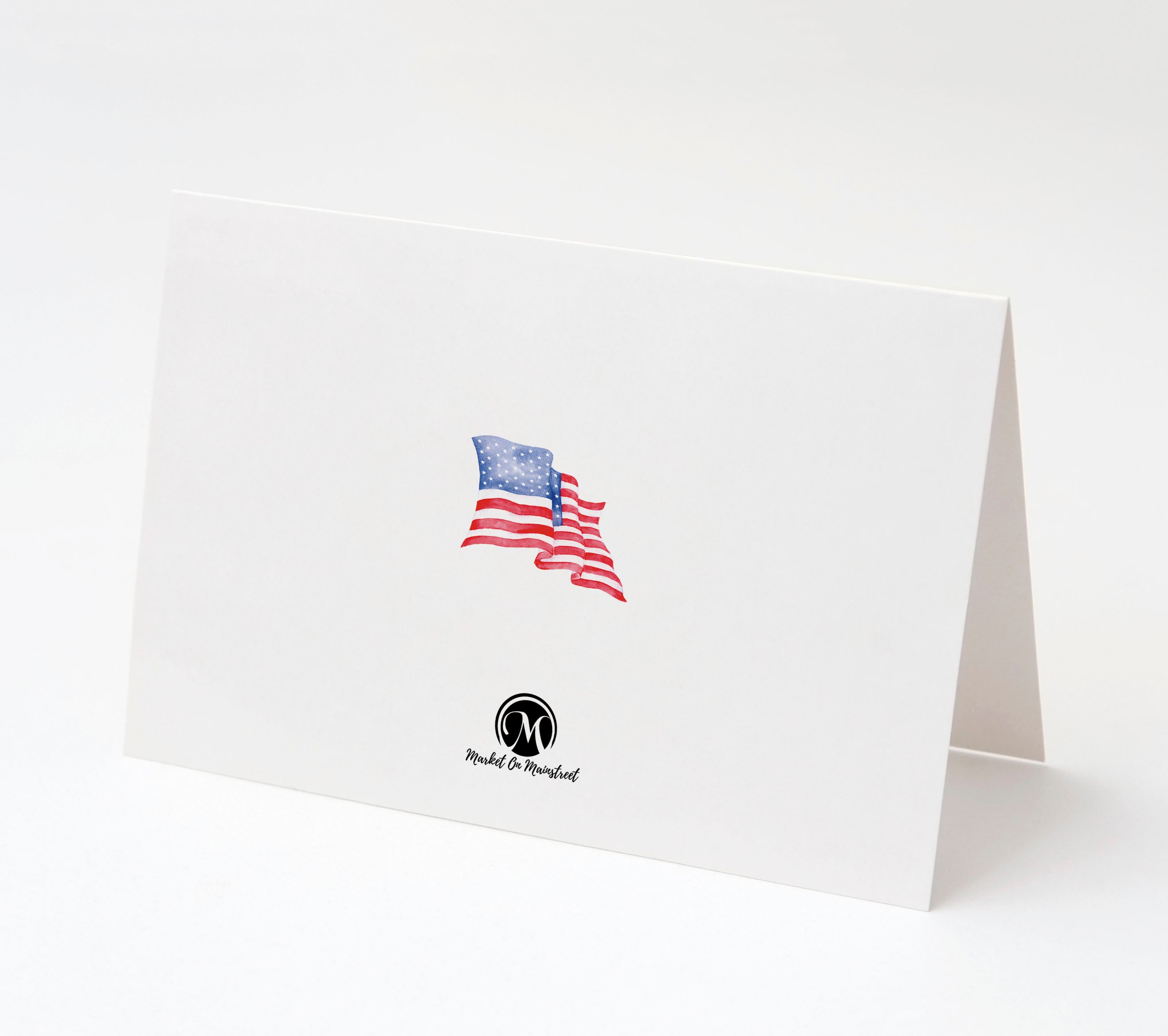 American Flag, Veteran's Day, Memorial Day, Military Appreciation Thank You Cards w/ White Envelopes, (25 Count), Made in the U.S.A.