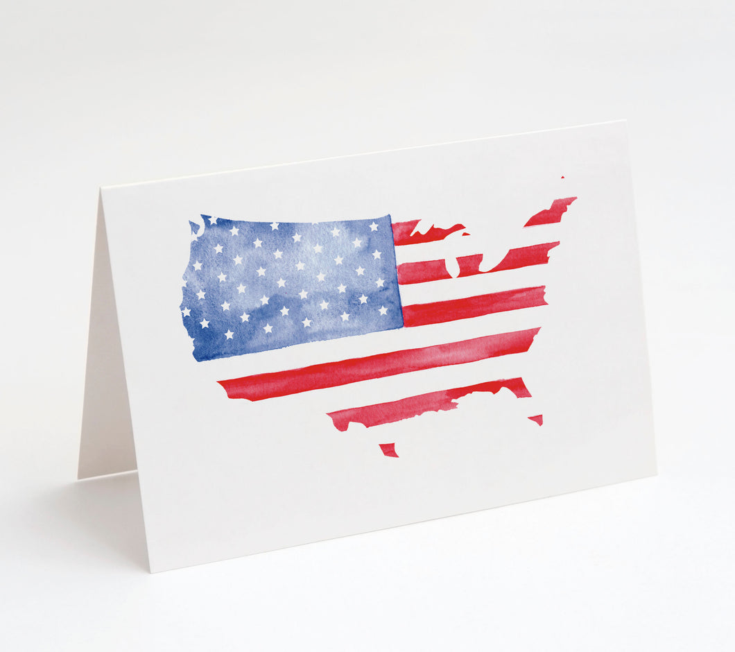 American Flag, Veteran's Day, Memorial Day, Military Appreciation Thank You Cards w/ White Envelopes, (25 Count), Made in the U.S.A.