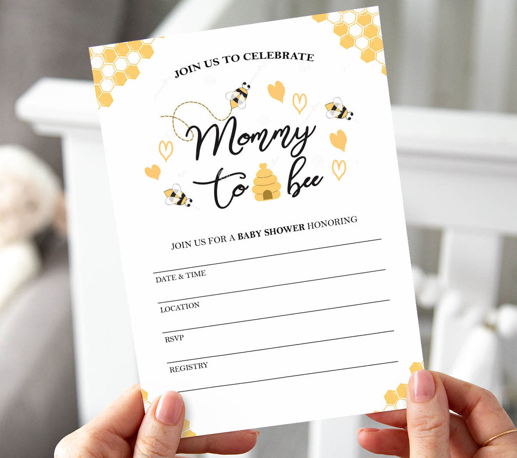 Bumble Bee Baby Shower Invitations w/ White Envelopes (25 Count)
