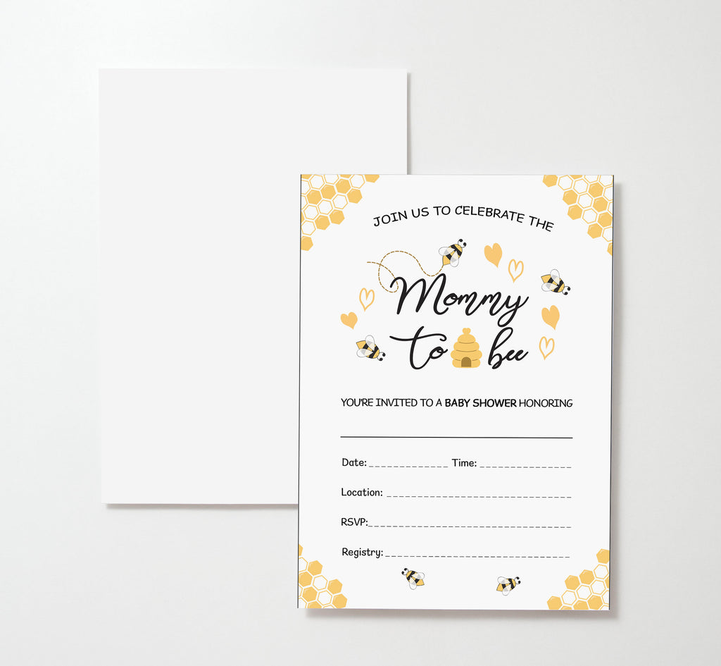 Bumble Bee Baby Shower Invitations w/ White Envelopes (25 Count)