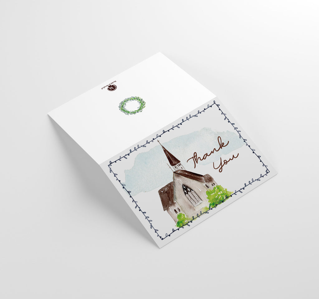 Sympathy/Funeral Thank You Cards - Country Church w/ Envelopes (25 Count)