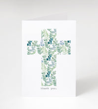 Load image into Gallery viewer, Sympathy/Funeral Thank You Cards - Floral Cross w/ Envelopes (25 Count)
