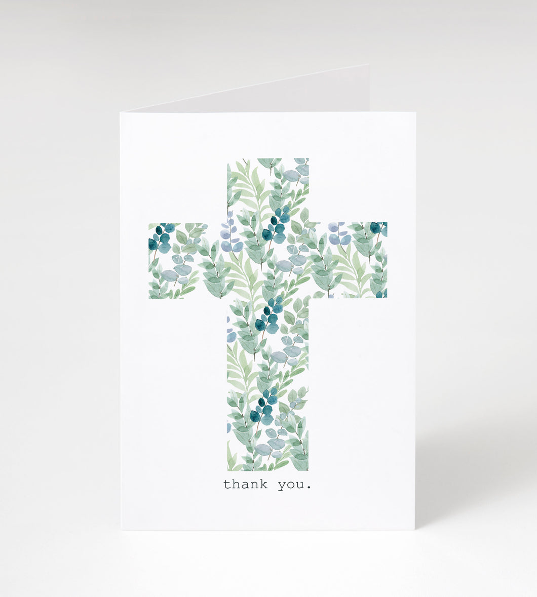 Sympathy/Funeral Thank You Cards - Floral Cross w/ Envelopes (25 Count)