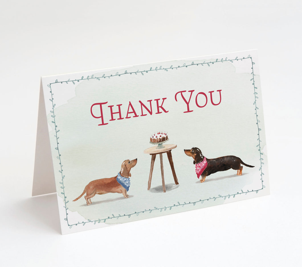 Watercolor Dachshund Thank You Cards w/ Envelopes (25 Count)