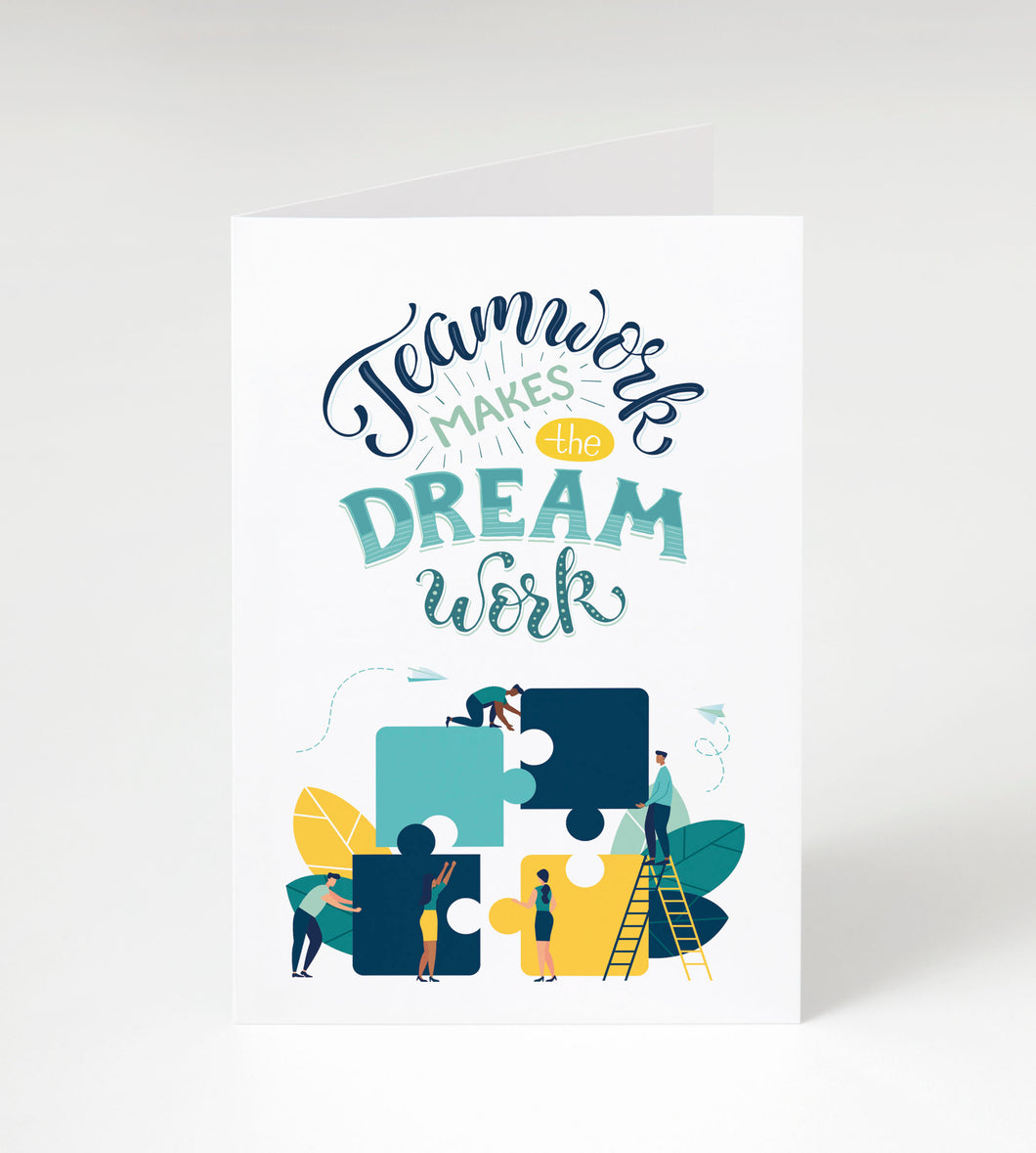 Employee Appreciation Cards w/ White Envelopes - Teamwork, Dreamwork (25 Count)