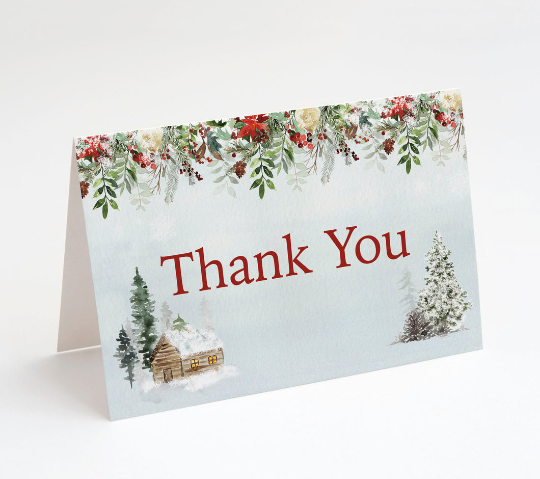 Evergreen Christmas Thank You Cards (25 Count)
