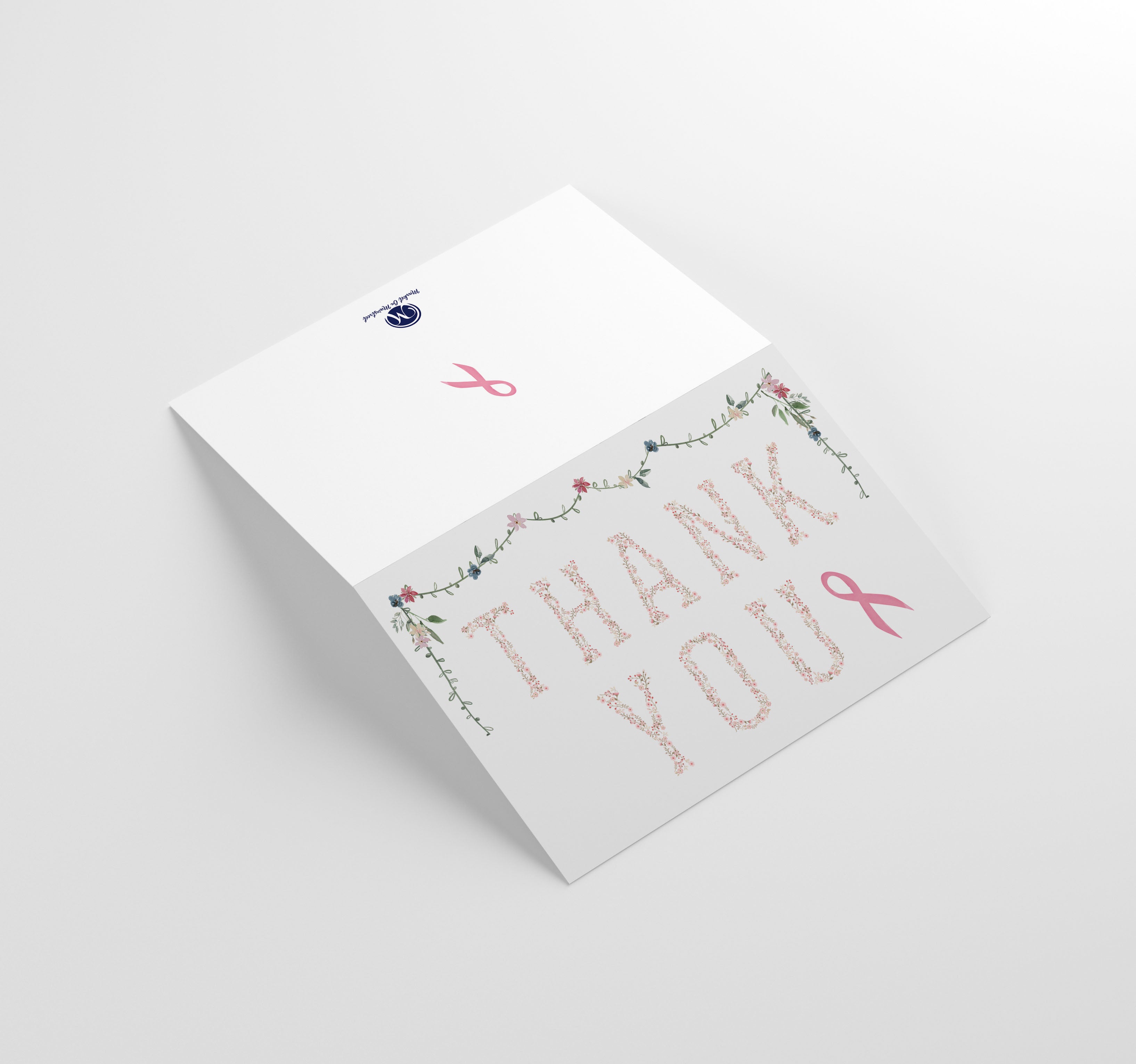 Pink Floral - Breast Cancer Support Thank You Cards w/ White Envelopes (25 Count)