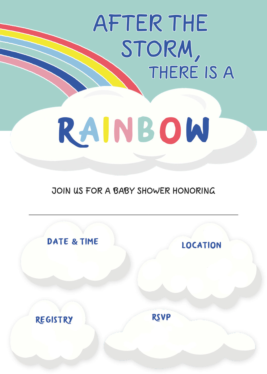Rainbow Baby Shower Invitations w/ Envelopes (25 Count)