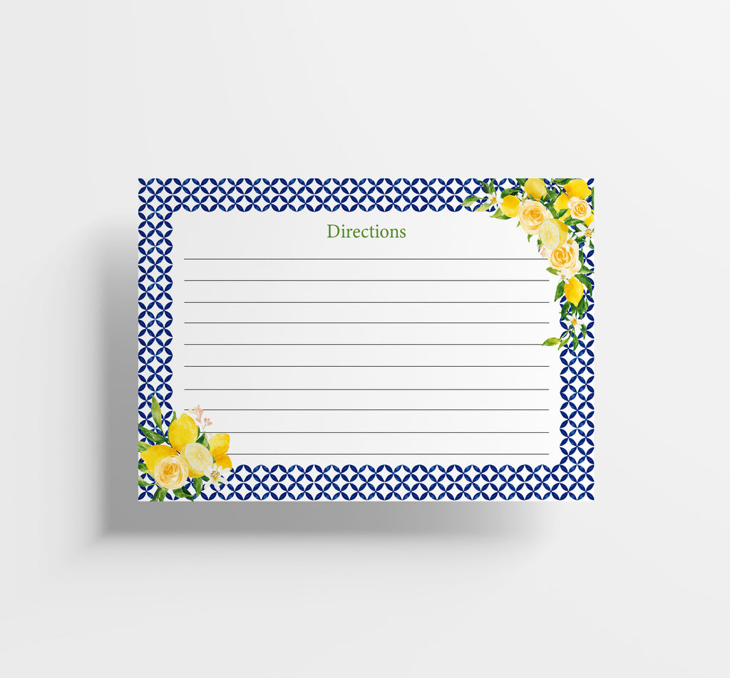 Mediterranean Lemon Recipe Cards, 4x6 inches, (50 count)