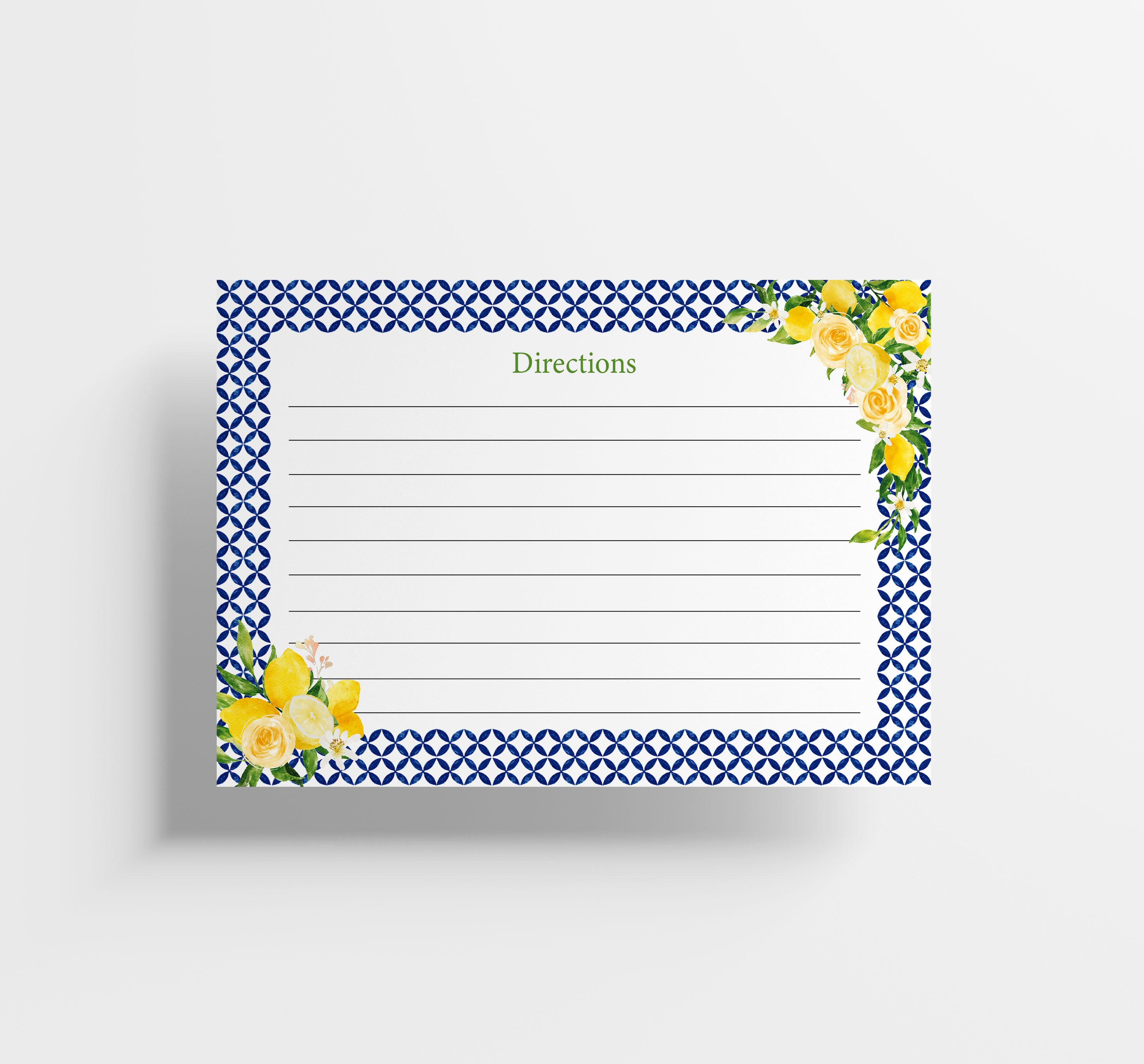 Mediterranean Lemon Recipe Cards, 4x6 inches, (50 count)