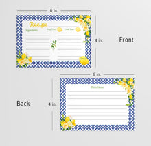 Load image into Gallery viewer, Mediterranean Lemon Recipe Cards, 4x6 inches, (50 count)
