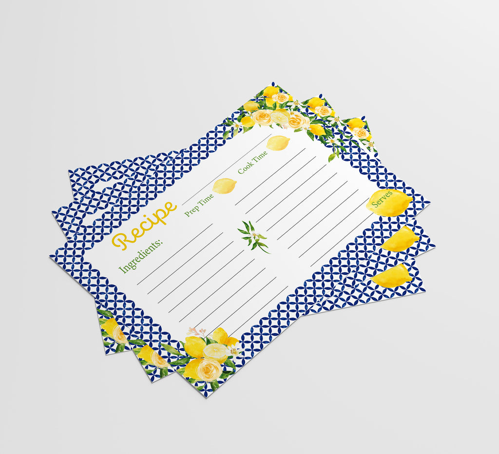 Mediterranean Lemon Recipe Cards, 4x6 inches, (50 count)