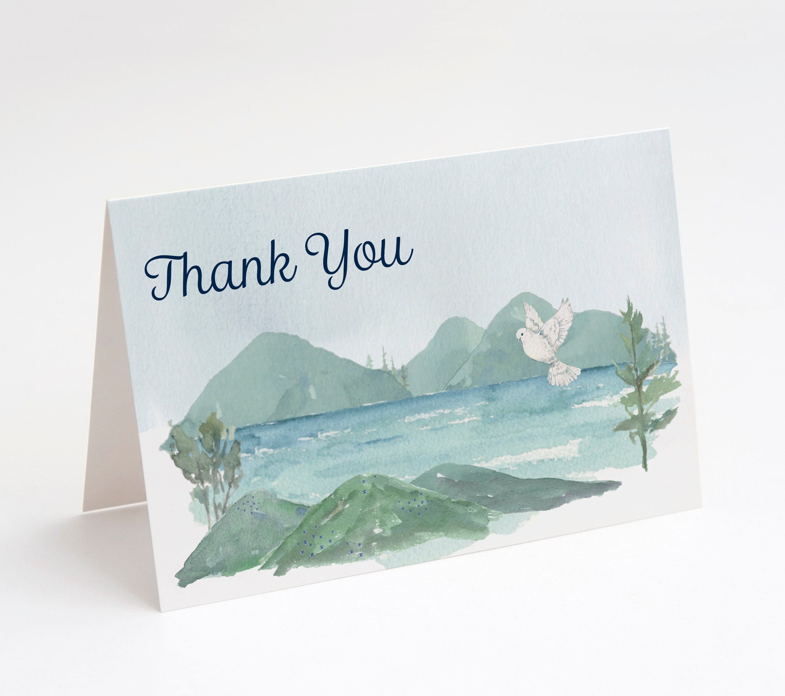 Sympathy/Funeral Thank You Cards - Watercolor Mountain w/ Envelopes (25 Count)