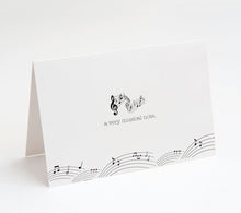 Load image into Gallery viewer, Music Note Cards with Envelopes, Blank Inside, 25 Count, Made in the U.S.A.
