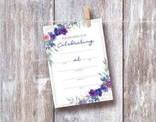 Load image into Gallery viewer, Purple Floral Bridal, Wedding Invitations w/Envelopes (25 Count)
