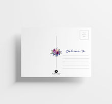 Load image into Gallery viewer, Purple Floral Bridal/Wedding Thank You Postcards (50 Count)
