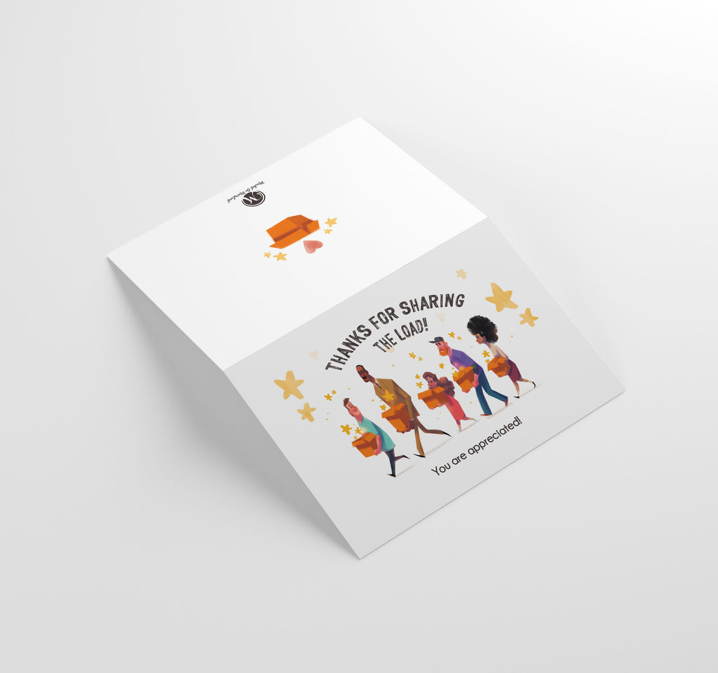 Employee Appreciation "Thanks For Sharing The Load" Cards w/ Envelopes (25 Count)
