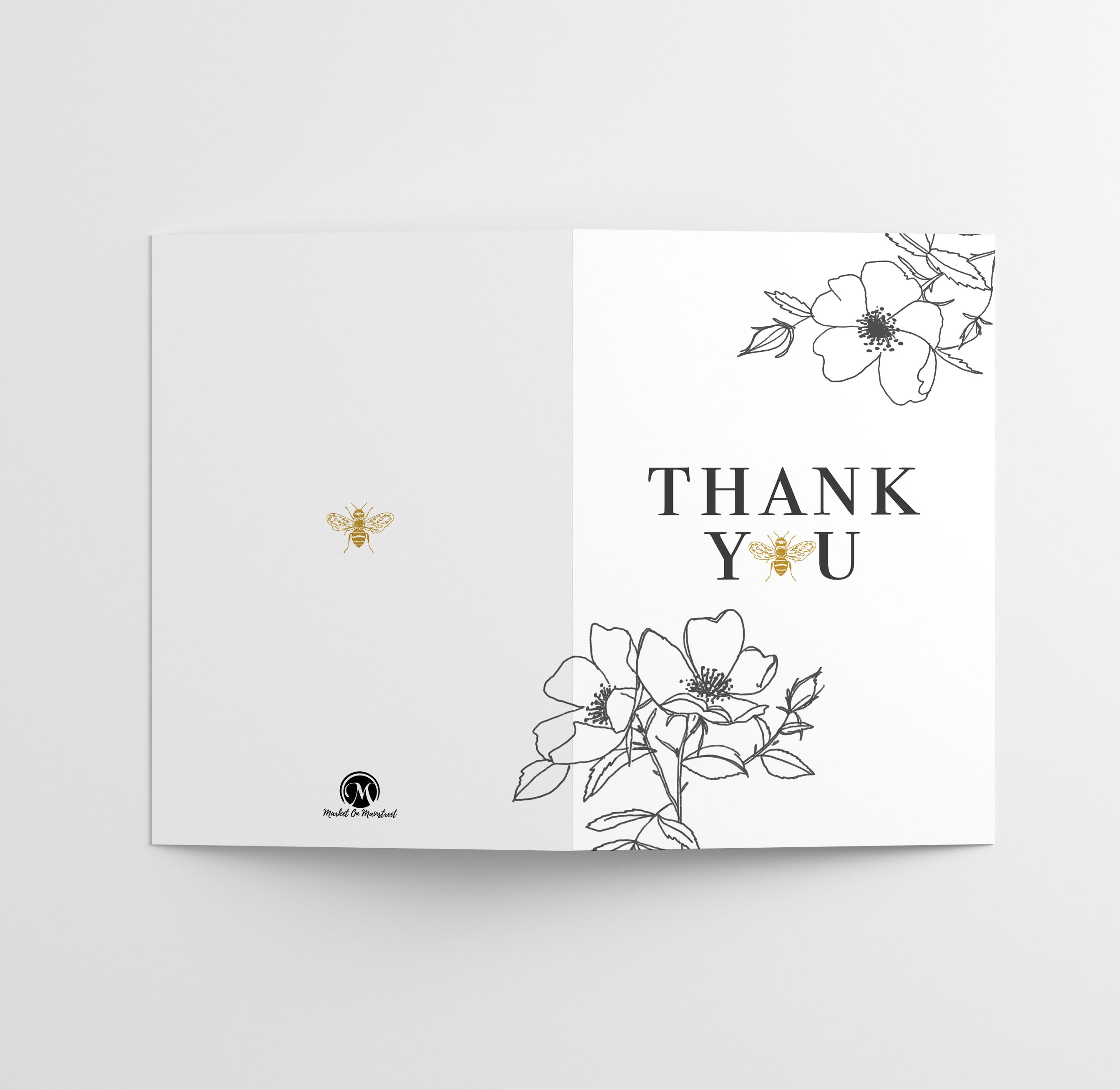 Bumble Bee Thank You Cards w/ White Envelopes, Blank Inside, 25 Count, Made in the U.S.A