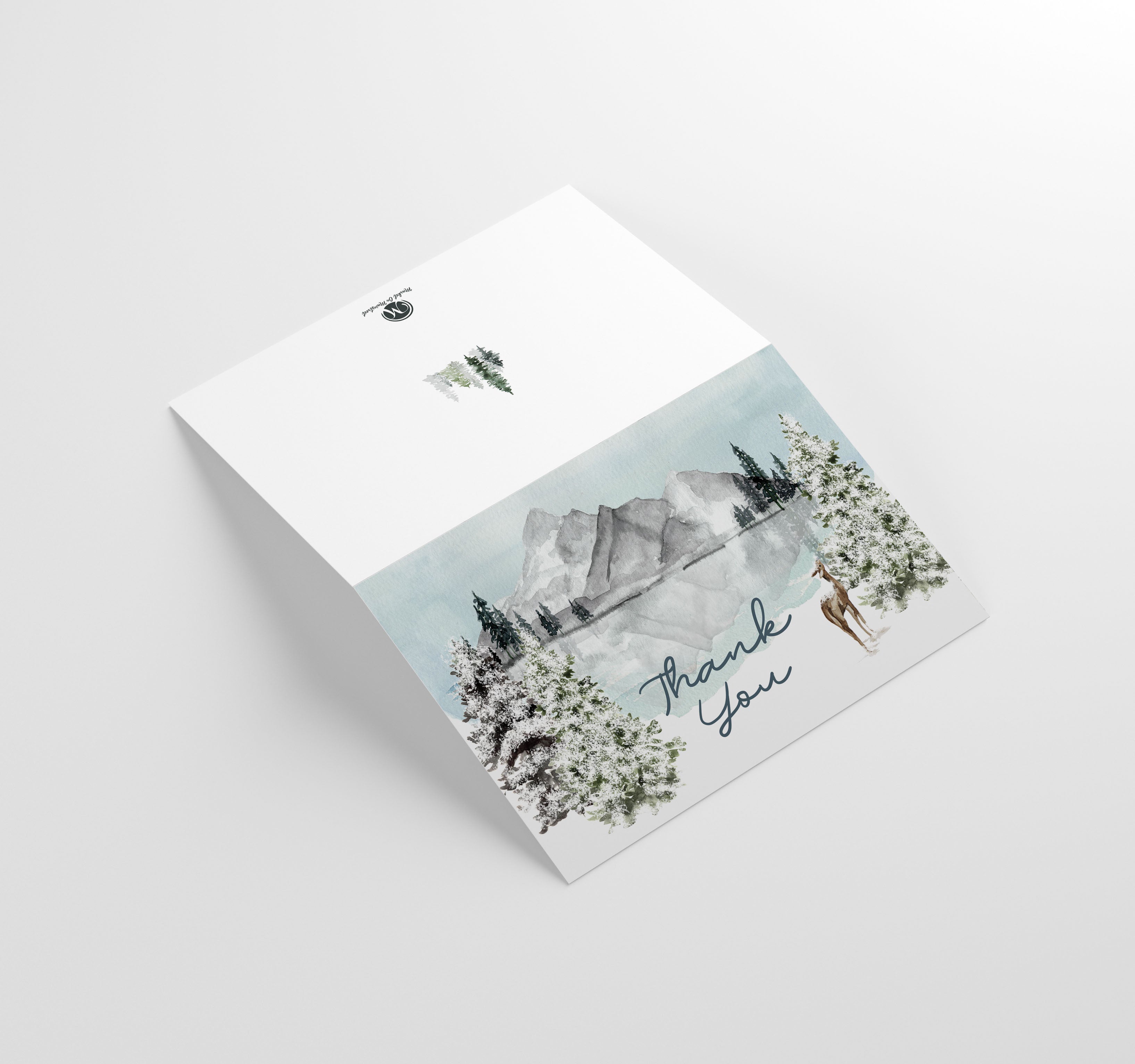 Sympathy/Funeral Thank You Cards - Snowy Mountain w/ Envelopes (25 Count)