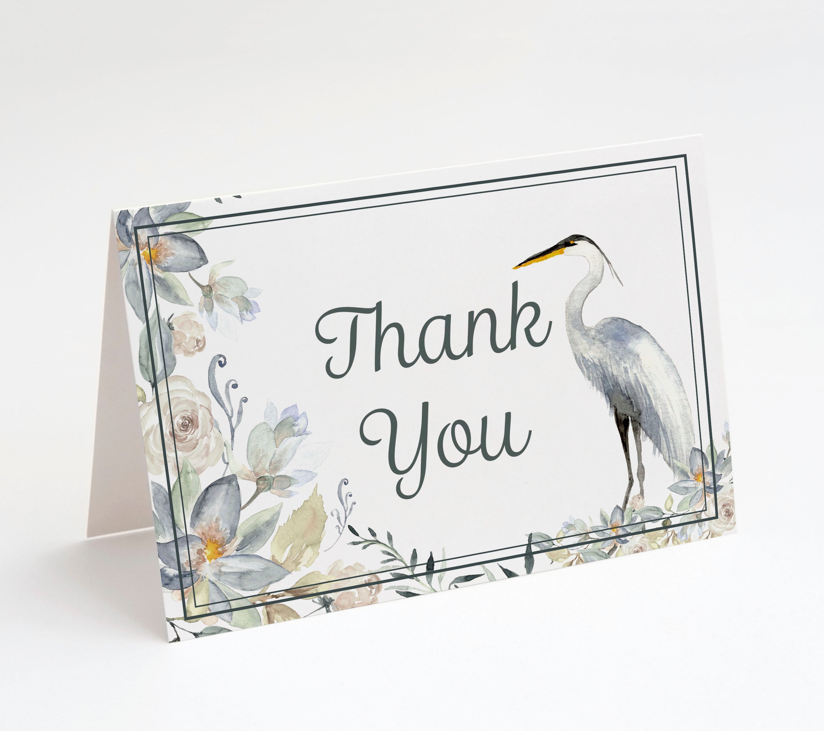 Sympathy/Funeral Thank You Cards - Tranquil Heron w/ Envelopes (25 Count)