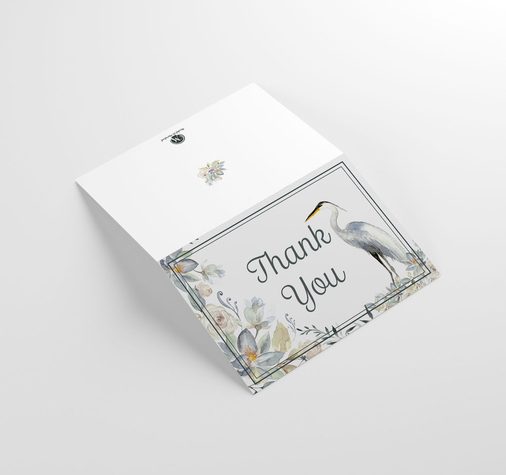 Sympathy/Funeral Thank You Cards - Tranquil Heron w/ Envelopes (25 Count)