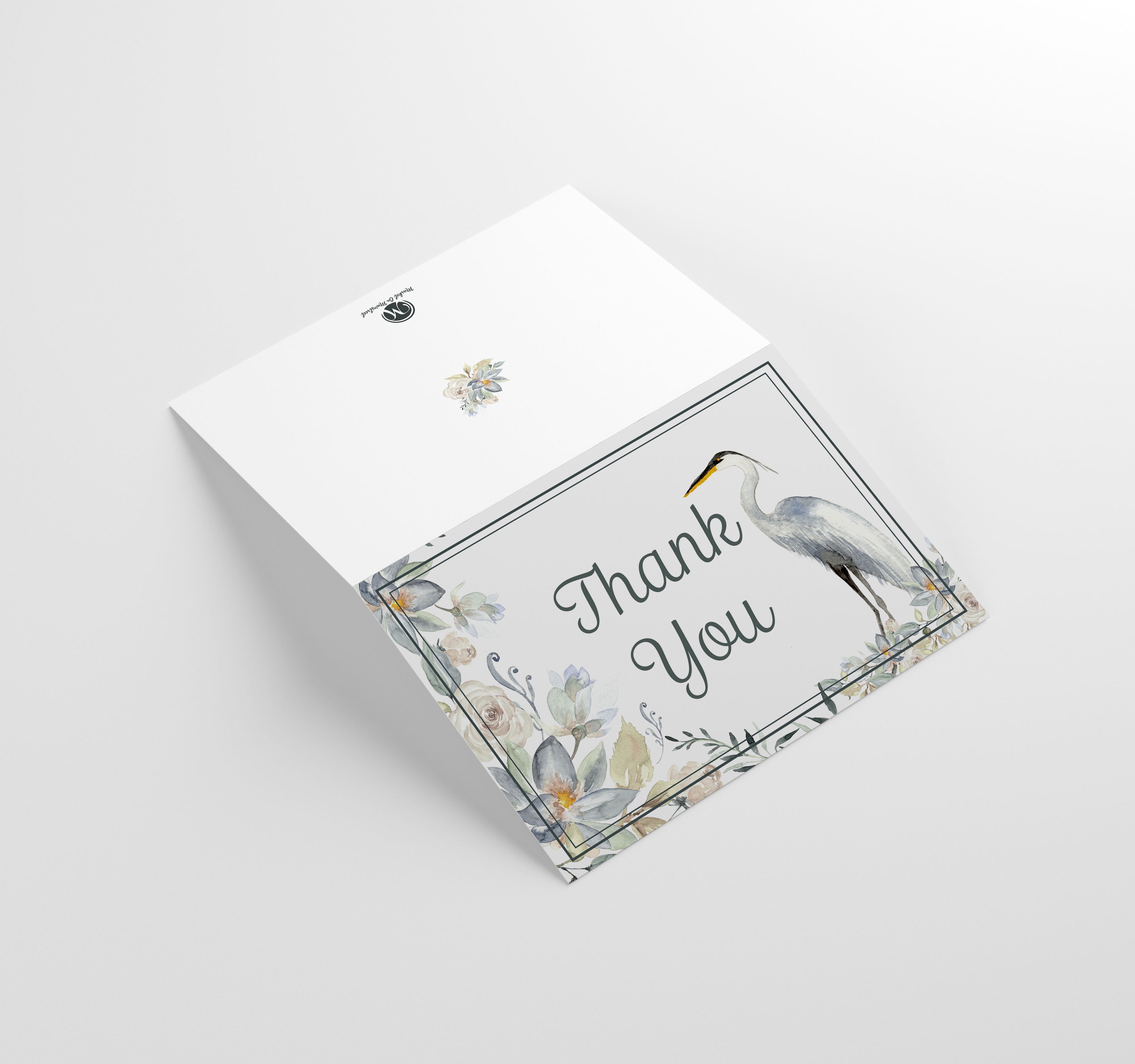 Sympathy/Funeral Thank You Cards - Tranquil Heron w/ Envelopes (25 Count)