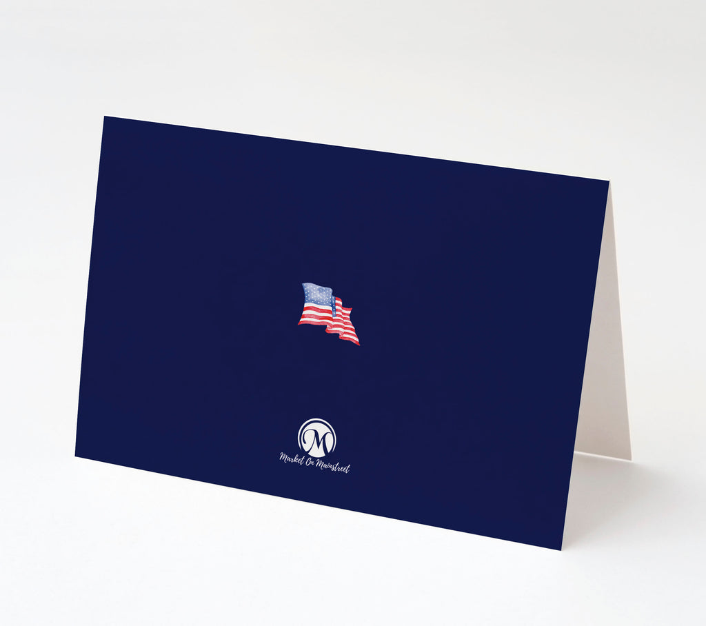 American Flag, Veteran's Day, Memorial Day, Military Appreciation Thank You Cards w/ White Envelopes, (25 Count), Made in the U.S.A.