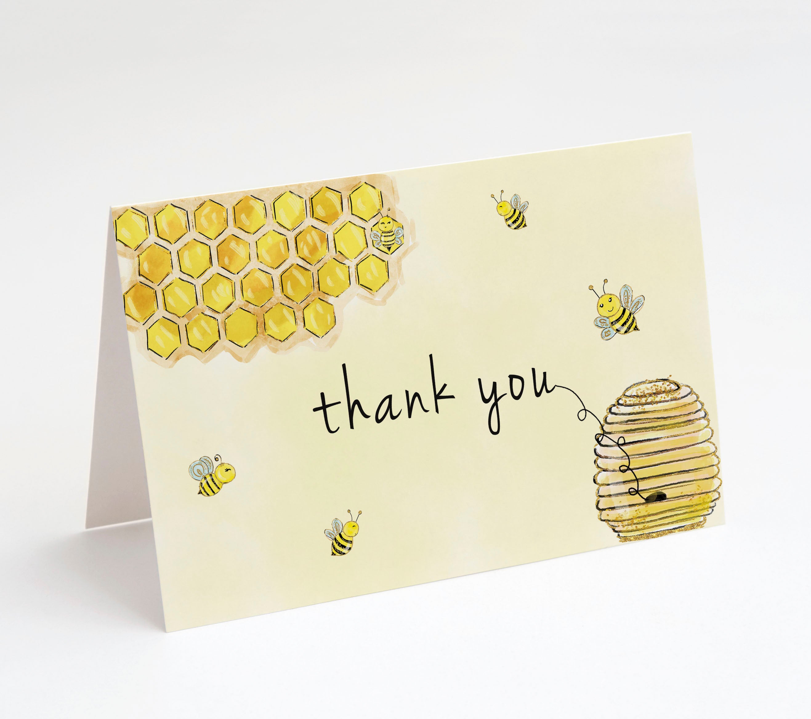 Bumble Bee Thank You Cards w/ White Envelopes, Blank Inside, 25 Count, Made in the U.S.A